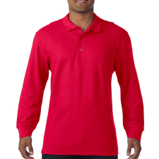 GILDAN Férfi Galléros póló Hosszú ujjú Gildan Premium Cotton Adult Double Piqué Polo LS - 3XL, Piros férfi póló