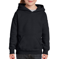 GILDAN Kapucnis gyerekpulóver kenguruzsebbel, Gildan GIB18500, Black-L