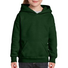 GILDAN Kapucnis gyerekpulóver kenguruzsebbel, Gildan GIB18500, Forest Green-XS
