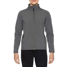 GILDAN Karcsúsított softshell cipzáros női dzseki, Gildan GILSS800, Charcoal-XL