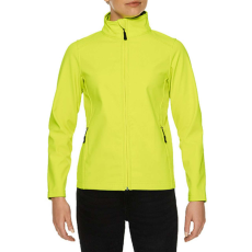 GILDAN Karcsúsított softshell cipzáros női dzseki, Gildan GILSS800, Safety Green-2XL