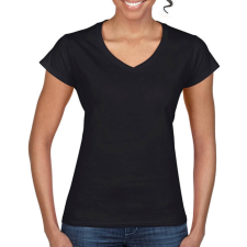 GILDAN Női póló Csapott ujjú Gildan Ladies Softstyle V-Neck T-Shirt - 2XL, Fekete női póló