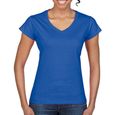 GILDAN Női póló Csapott ujjú Gildan Ladies Softstyle V-Neck T-Shirt - L, Királykék női póló