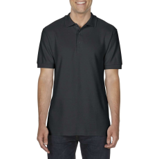 GILDAN Prémium dupla piké kötésű galléros férfi póló, Gildan GI85800, Black-L