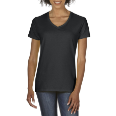 GILDAN Rövid ujjú V-nyakú női póló, Gildan GIL4100V, Black-M
