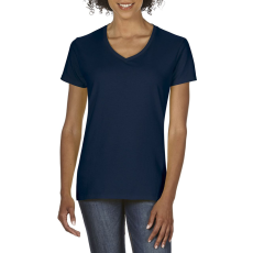 GILDAN Rövid ujjú V-nyakú női póló, Gildan GIL4100V, Navy-XL