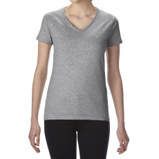GILDAN Rövid ujjú V-nyakú női póló, Gildan GIL4100V, RS Sport Grey-S
