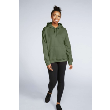 GILDAN Softstyle® puha, gyűrűs fonású pamut unisex kapucnis pulóver (military green, M) munkaruha
