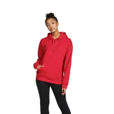 GILDAN Softstyle® puha, gyűrűs fonású pamut unisex kapucnis pulóver (red, XL) munkaruha