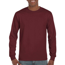 GILDAN Uniszex póló Hosszú ujjú Gildan Ultra Cotton Adult T-Shirt LS - 2XL, Maroon férfi póló