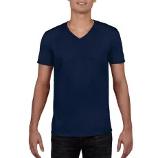 GILDAN V-nyakú rövid ujjú pamut póló, Gildan GI64V00, Navy-2XL