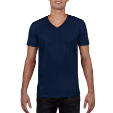 GILDAN V-nyakú rövid ujjú pamut póló, Gildan GI64V00, Navy-XL