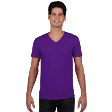 GILDAN V-nyakú rövid ujjú pamut póló, Gildan GI64V00, Purple-S férfi póló