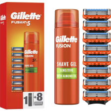 Gillette Fusion5 8 db + Sensitive 200 ml borotvagél borotvahab, borotvaszappan