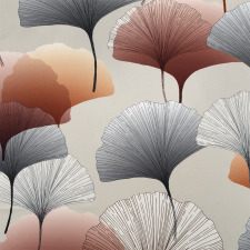  Ginko/150 - 408 bordó ginko mintás nyomott dimout lakástextília