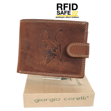 Giorgio Carelli németjuhászos, rugalmas nyelves bőr pénztárca RFID 677797-301 pénztárca