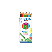 Giotto Mega hatszögletű színes ceruza 8 db - 6 alapszín+arany+ezüst színes ceruza