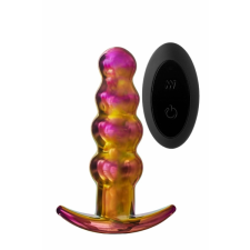 Glamour Glass - gyöngyös, rádiós, üveg anál vibrátor (színes) anál