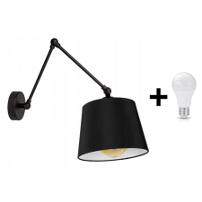 Glimex ABAZUR hosszú karos állítható fekete fali lámpa 1x E27 + ajándék LED izzó világítás