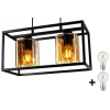 Glimex CAGE állítható függőlámpa fekete / méz 2x E27 + ajándék LED izzók