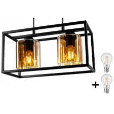 Glimex CAGE állítható függőlámpa fekete / méz 2x E27 + ajándék LED izzók világítás