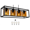Glimex CAGE állítható függőlámpa fekete / méz 4x E27 + ajándék LED izzók