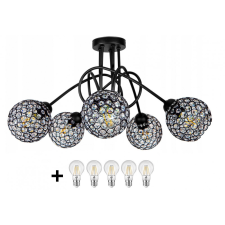 Glimex Crystal Ball mennyezeti lámpa fekete 5x E27 + ajándék LED izzó világítás