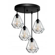 Glimex Diamond állítható függőlámpa fekete 4x E27 + ajándék LED izzó világítás