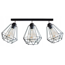 Glimex Diamond drót búrás állítható mennyezeti lámpa fekete 3x E27 világítás