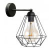 Glimex Diamond drót búrás fekete fali lámpa 1x E27