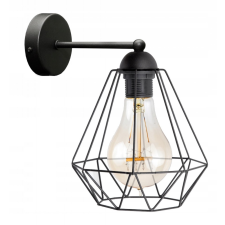 Glimex Diamond drót búrás fekete fali lámpa 1x E27 világítás