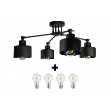 Glimex LAVOR állítható mennyezeti lámpa fekete 4x E27 + ajándék LED izzók világítás