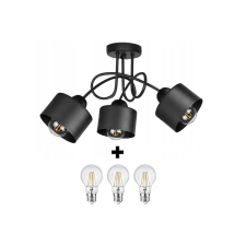 Glimex LAVOR fix mennyezeti lámpa fekete 3x E27 + ajándék LED izzók világítás