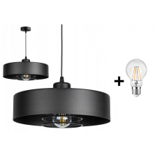 Glimex LAVOR LARGE állítható függőlámpa fekete 1x E27 + ajándék LED izzó világítás