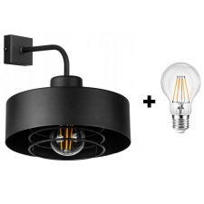 Glimex LAVOR MED rácsos fekete fali lámpa 1x E27 + ajándék LED izzó világítás