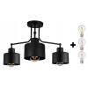Glimex LAVOR mennyezeti lámpa fekete 3x E27 + ajándék LED izzók