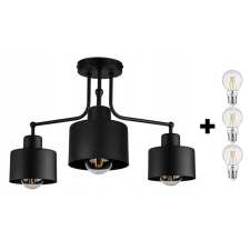 Glimex LAVOR mennyezeti lámpa fekete 3x E27 + ajándék LED izzók világítás
