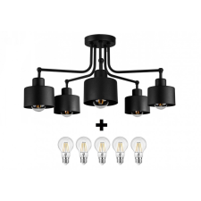 Glimex LAVOR mennyezeti lámpa fekete 5x E27 + ajándék LED izzók világítás