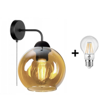 Glimex Orb fali lámpa kapcsolóval méz 1x E27 + ajándék LED izzó világítás