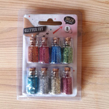  Glitter mini üvegben, 8 db/szett dekorációs kellék