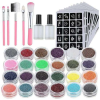  Glitter tattoos kit - 24 db színes csillámporral, rengeteg felragasztható sablonnal, ecsetekkel és ragasztókkal