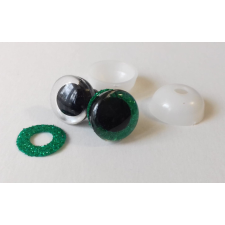  Glitteres (csillogós) szem, zöld 12mm - 1pár rövidáru