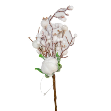  Glitteres fehér golyós pick 24cm dekorációs kellék