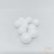  Glitteres golyó - fehér - 2 cm dekorációs kellék
