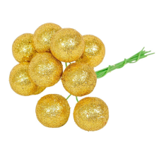 Glitteres golyó pick arany 20mm 10db-os 18köteg/doboz dekorációs kellék