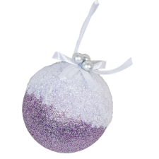  Glitteres habgömb fagyos lila 8cm karácsonyfadísz