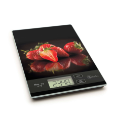 GLO Vog &amp; Arts design, 57267L digitális konyhai mérleg, max. 5 kg, eper mintás konyhai mérleg
