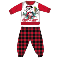 Global Licence Srl Disney Minnie egér téli vastag karácsonyi baba pizsama - pamut flanel pizsama - piros-fekete - 98