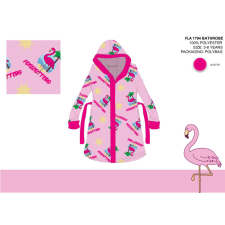 Global Licence Srl Flamingó mikroszálas kapucnis köntös gyerekeknek - világosrózsaszín - 122-128 gyerek köntös
