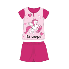 Global Licence Srl Nyári rövid ujjú gyerek pamut pizsama - Unikornis - pink - 128 gyerek hálóing, pizsama